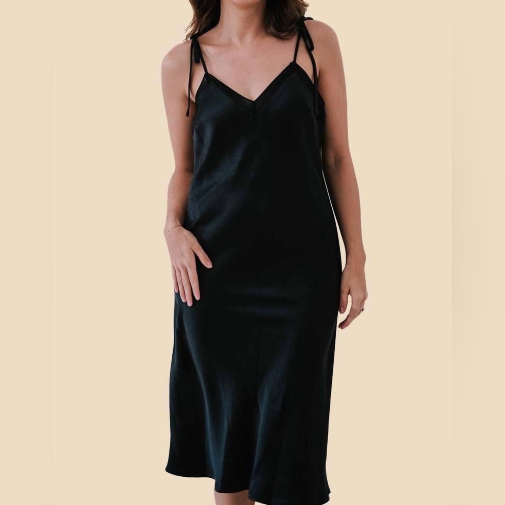 Lucy Paris Black Satin Dress